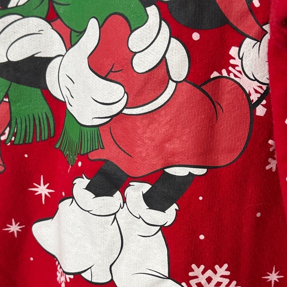 Vintage Disney Mickey Minnie Christmas Sweatshirt Red Snowflake Medium - Picture 2 of 8